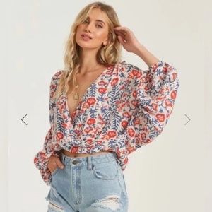 Billa Bong floral Rayon blouse size small